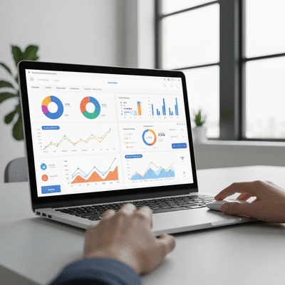 Digital marketing analytics dashboard on a laptop screen