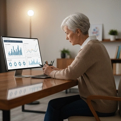 Personnes consultant des graphiques d'analyse de données sur un tableau de bord numérique