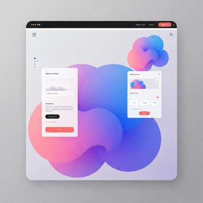Web design trends 2026 with abstract shapes and clean interface