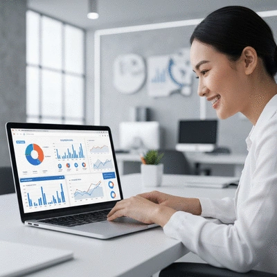A person reviewing analytics on a laptop, showing website traffic from different countries