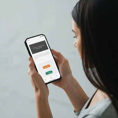Person using a smartphone to browse a responsive website