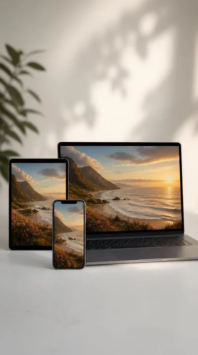 Un site web affiché sur différents appareils, illustrant le responsive design.