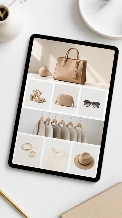 Tablette affichant une page de destination optimisée pour le commerce électronique avec un appel à l'action clair et des produits mis en avant.
