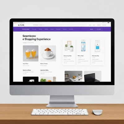 Design d'interface utilisateur d'un site e-commerce moderne sur un &eacute;cran d'ordinateur